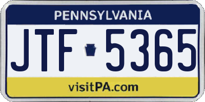 PA license plate JTF5365