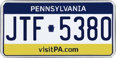 PA license plate JTF5380