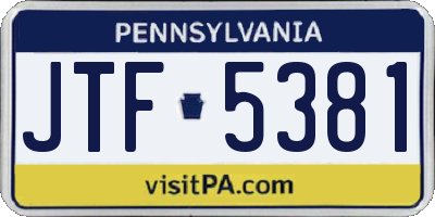 PA license plate JTF5381