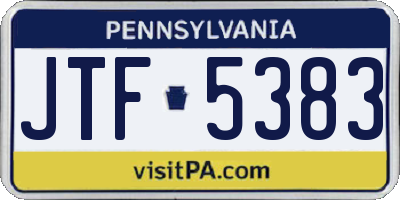 PA license plate JTF5383