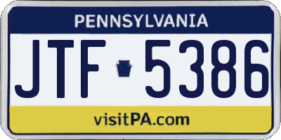 PA license plate JTF5386