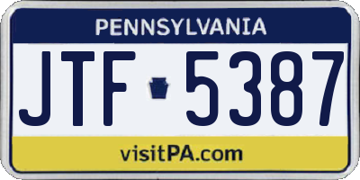PA license plate JTF5387
