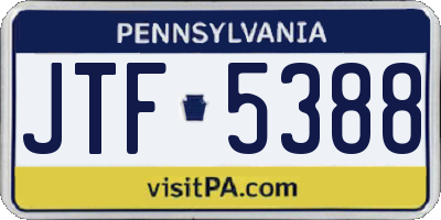 PA license plate JTF5388