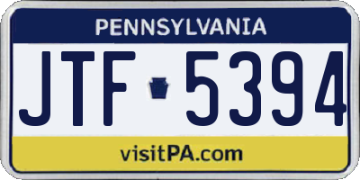 PA license plate JTF5394