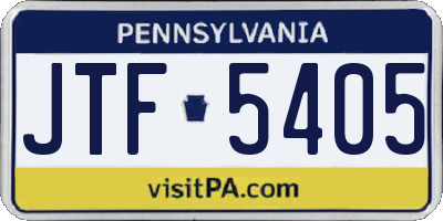 PA license plate JTF5405