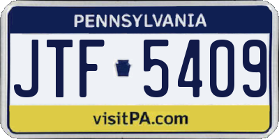PA license plate JTF5409