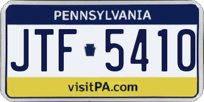 PA license plate JTF5410