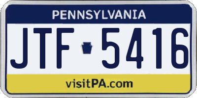 PA license plate JTF5416