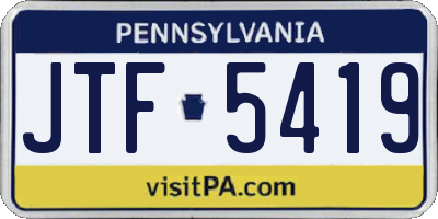 PA license plate JTF5419
