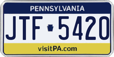 PA license plate JTF5420