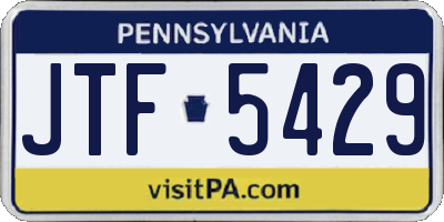 PA license plate JTF5429