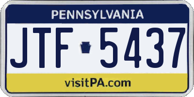 PA license plate JTF5437
