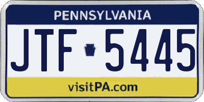 PA license plate JTF5445