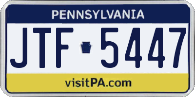 PA license plate JTF5447