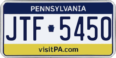 PA license plate JTF5450