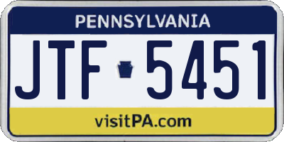 PA license plate JTF5451