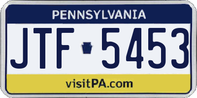 PA license plate JTF5453