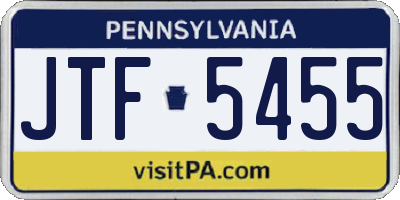 PA license plate JTF5455