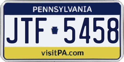 PA license plate JTF5458