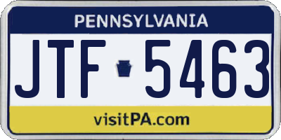 PA license plate JTF5463