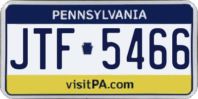 PA license plate JTF5466