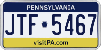 PA license plate JTF5467