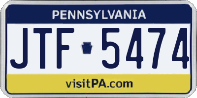 PA license plate JTF5474
