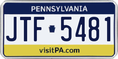 PA license plate JTF5481