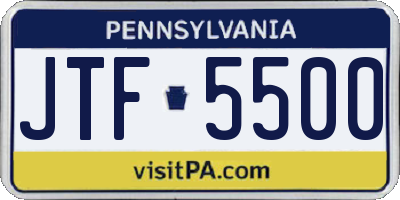 PA license plate JTF5500