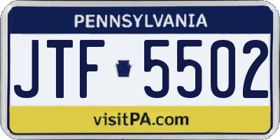 PA license plate JTF5502
