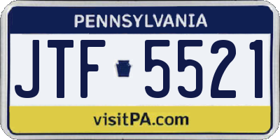 PA license plate JTF5521