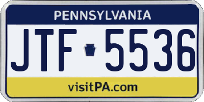 PA license plate JTF5536