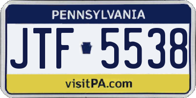 PA license plate JTF5538