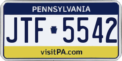 PA license plate JTF5542