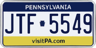 PA license plate JTF5549
