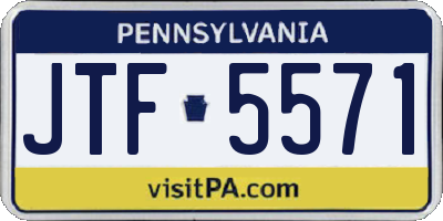 PA license plate JTF5571