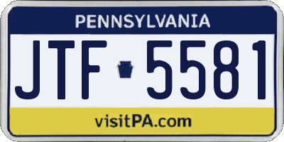 PA license plate JTF5581