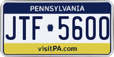 PA license plate JTF5600