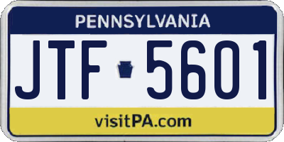 PA license plate JTF5601