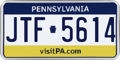 PA license plate JTF5614