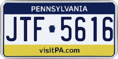 PA license plate JTF5616