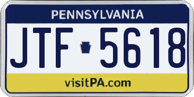 PA license plate JTF5618