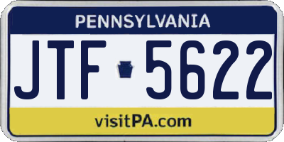 PA license plate JTF5622
