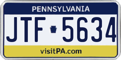 PA license plate JTF5634