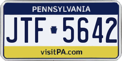 PA license plate JTF5642