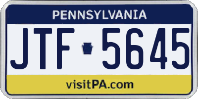 PA license plate JTF5645