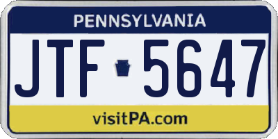 PA license plate JTF5647