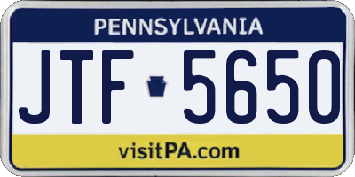 PA license plate JTF5650