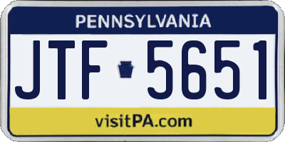 PA license plate JTF5651
