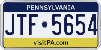 PA license plate JTF5654